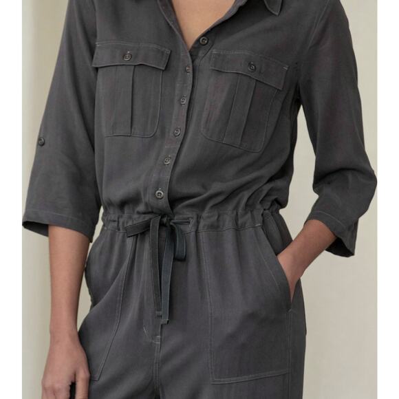 Sundance All Roads Jumpsuit Roll-tab Sleeve Womens Sz Large P Gray Lyocell $228 - Picture 15 of 16